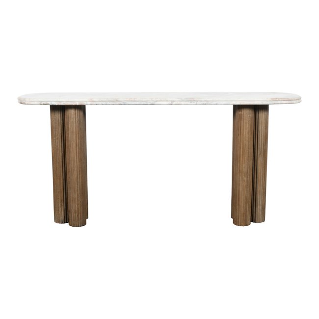 Console en bois massif et marbre BUREN Couleur bleu <span itemprop=