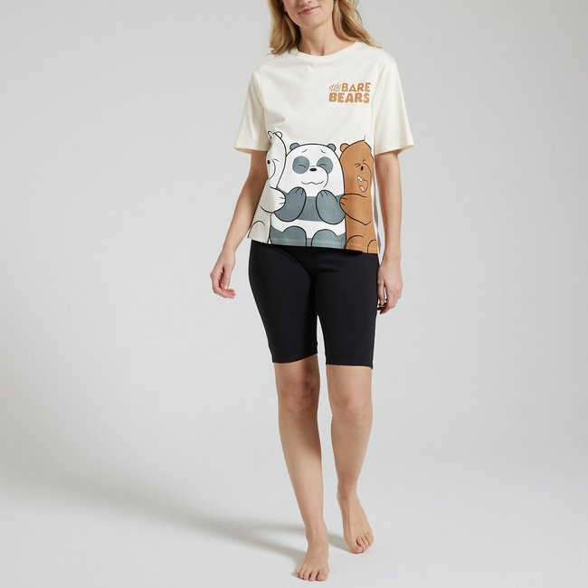 Pyjama cycliste We Bare Bears beige/noir <span itemprop=