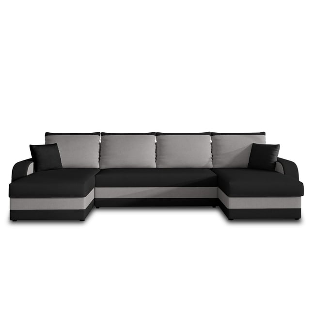 Canapé Panoramique Convertible 7 places - VALOS Couleur noir / gris <span itemprop=