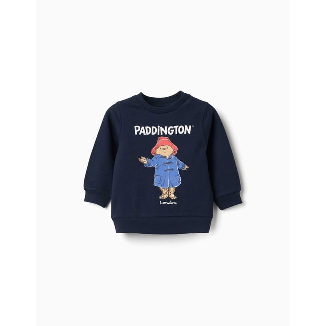 Sweat en coton avec imprimé Paddington bleu foncé <span itemprop=