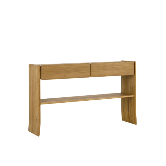 Meuble d'entrée en teck massif avec tiroirs Couleur marron <span itemprop=