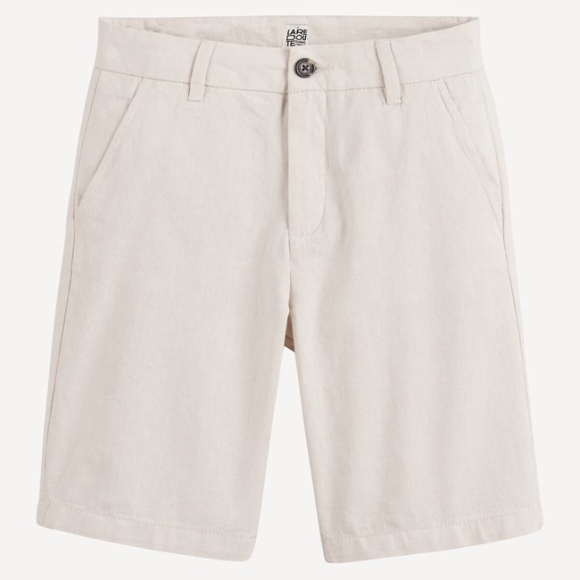 Chino Bermuda Shorts in Cotton/Linen, beige, LA REDOUTE COLLECTIONS