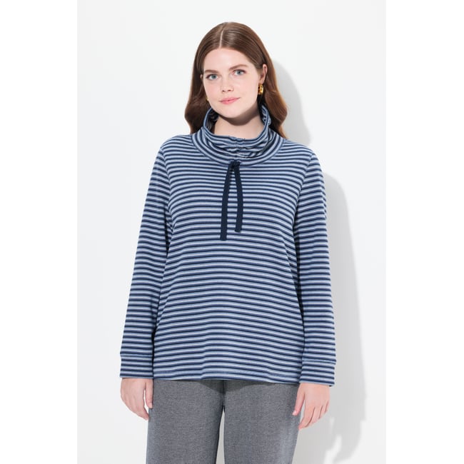 Sweat-shirt en coton bio à col montant et bleu atlantique <span itemprop=