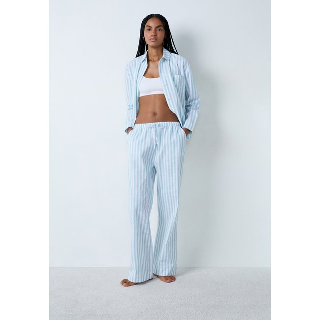 Pantalon de pyjama en coton à rayures EDENE bleu <span itemprop=
