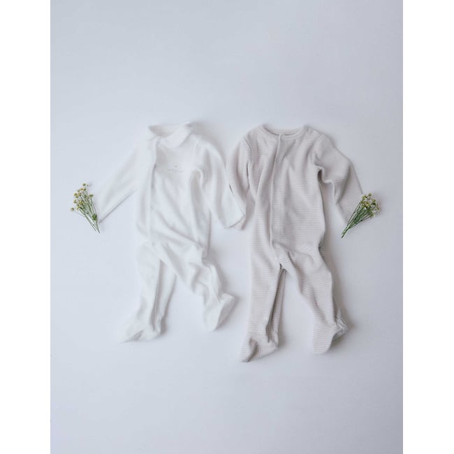 Lot de 2 pyjamas unis/à rayures en velours multicolore <span itemprop=