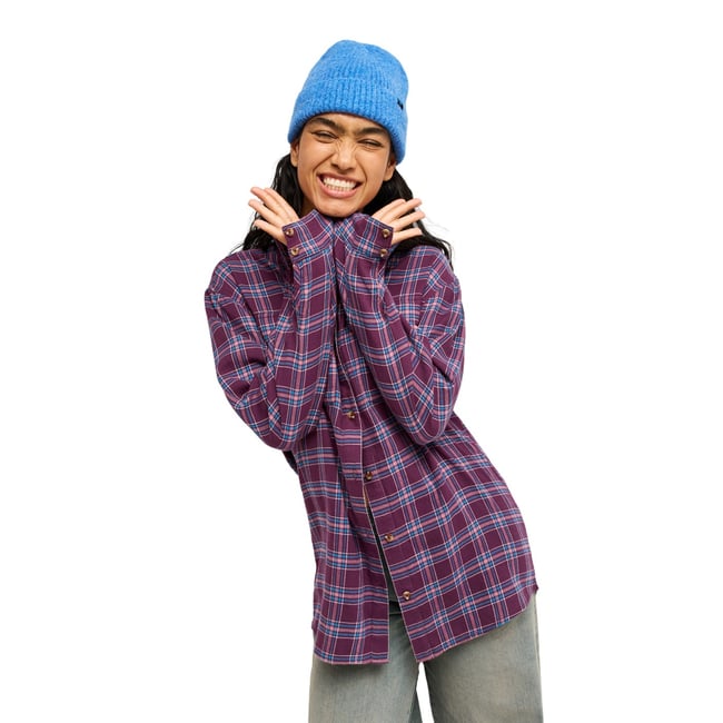 Chemise à carreaux à manches longues LET IT GO CHECK. violet blackberry wine purple plaid <span itemprop=