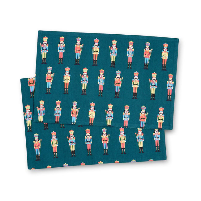 Christmas Nutcracker Cotton Dining Placemat 4 Pack, green, CATHERINE LANSFIELD