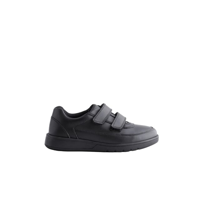 Chaussures en cuir à scratch et 2 brides noir <span itemprop=