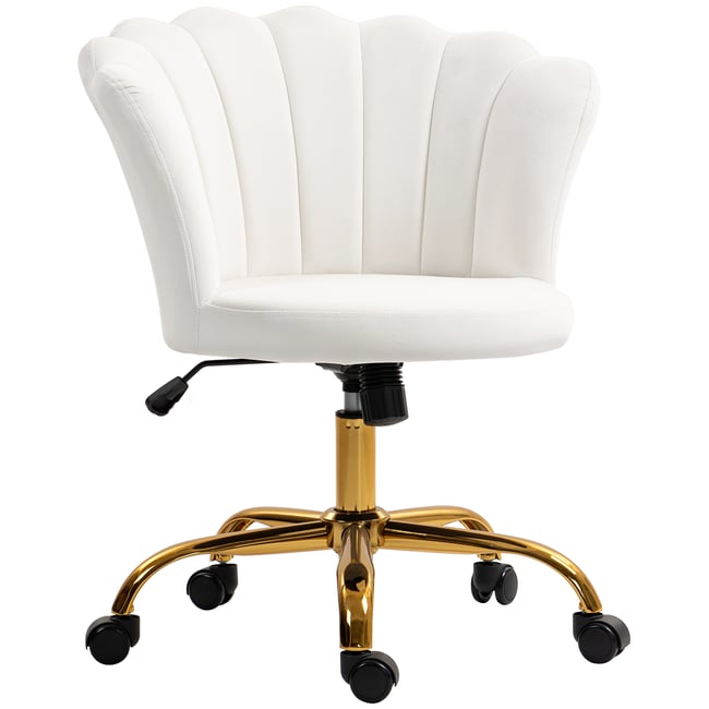 Chaise de bureau Velours (100% polyester) Couleur blanc <span itemprop=