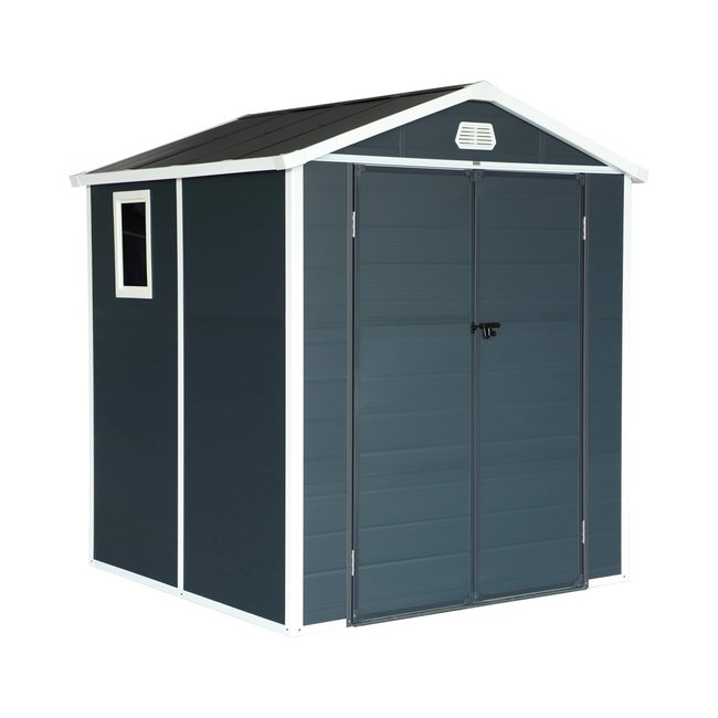 Abri de jardin en plastique, structure en aluminium  3,65m² WEPPES anthracite <span itemprop=