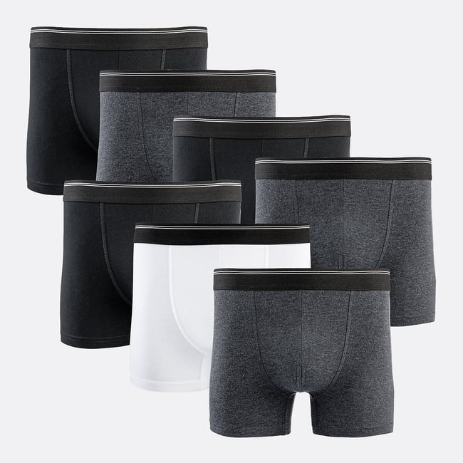Opakowanie 7 par elastycznych bawełnianych majtek typu hipsters, 3 czarne, 3 szare, 1 białe czarno-szaro-białe LA REDOUTE COLLECTIONS