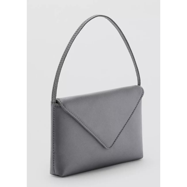 Sac à main satiné à rabat gris <span itemprop=