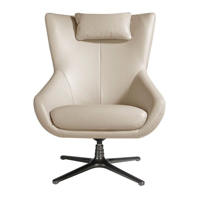 Fauteuil pivotant en cuir gris taupe Couleur gris taupe | gris anthracite <span itemprop=