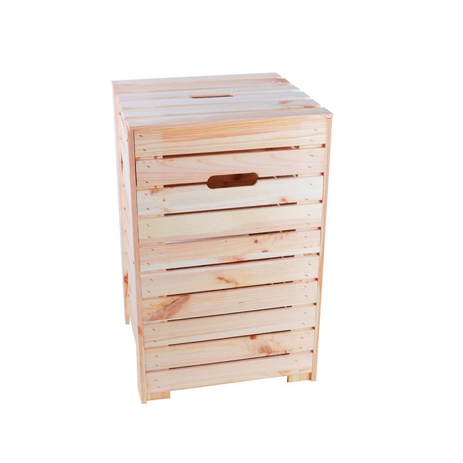 Waschenkorb aus Kiefermassivholz holz hell <span itemprop=