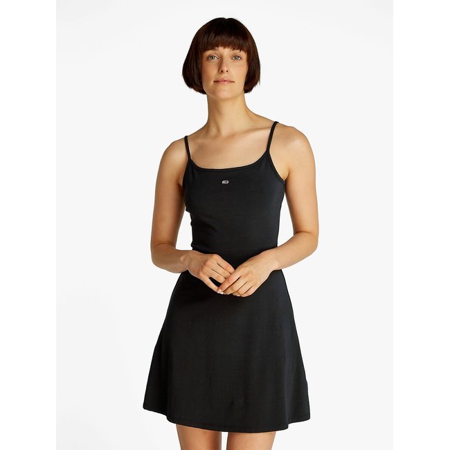 Abito corto e svasato con spalline sottili nero TOMMY JEANS