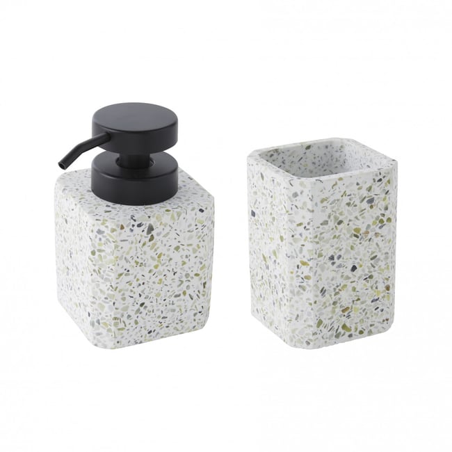Set salle de bain terrazzo 2 pièces distributeur TERRAZZO Couleur v002239 <span itemprop=