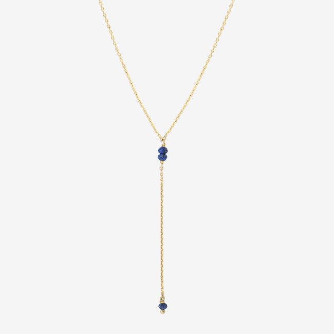Collier doré cravate courte - venus bleu <span itemprop=