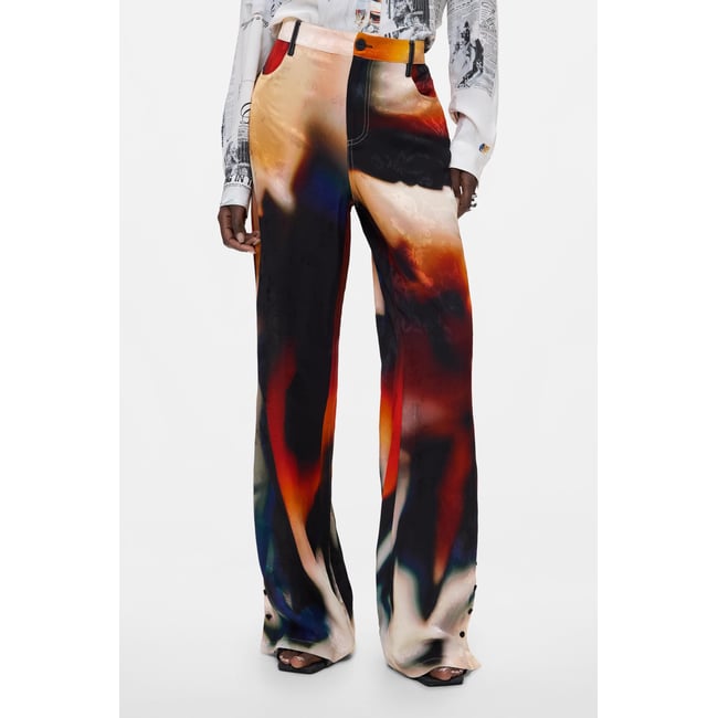 Pantalon long imprimé noir <span itemprop=