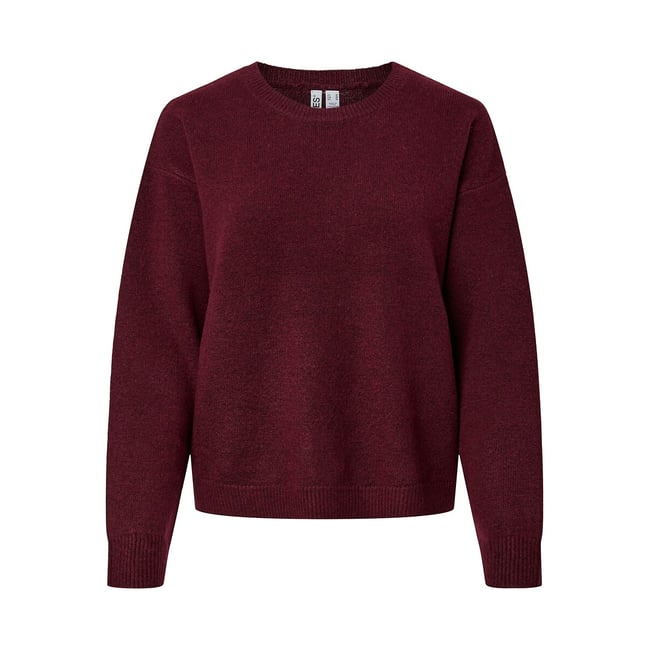 Jersey de manga larga y cuello redondo burdeos <span itemprop=