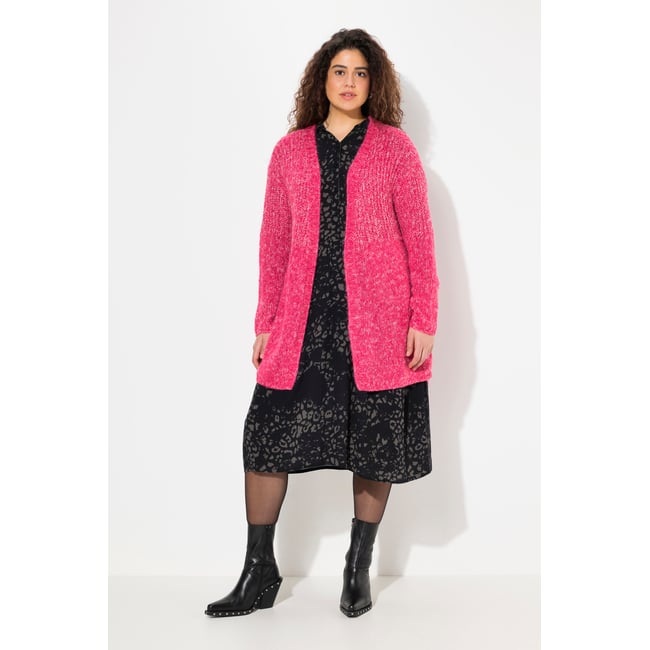 Cardigan oversize à manches longues rose rouge <span itemprop=