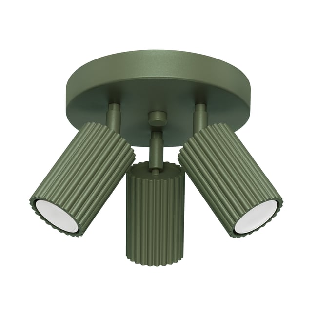 Plafonnier Aluminium Vert Olive GU10 3 Karbon Couleur vert <span itemprop=