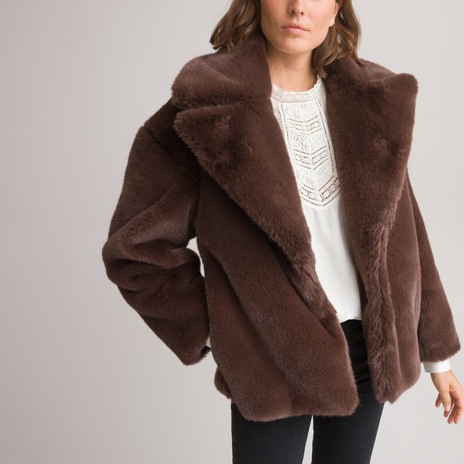 Пальто короткое из искусственного меха каштановый LA REDOUTE COLLECTIONS
