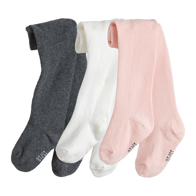 Confezione da 3 paia di collant ecru + rosa + antracite LA REDOUTE COLLECTIONS