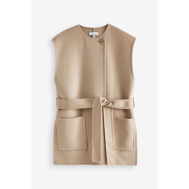 Veste sans manches cousue à la main crème <span itemprop=