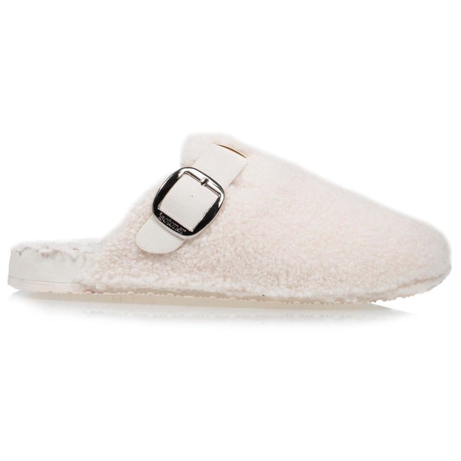 Chaussons Mules sabot confort interieur imitation fourrure blanc <span itemprop=