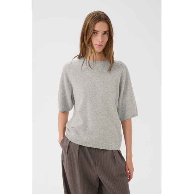 Manches à moitié coupe classique gris light grey melange <span itemprop=