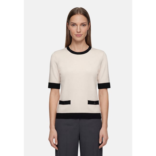 Pull-over en maille à poches patch beige/black <span itemprop=