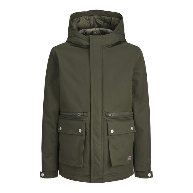 Parka con cappuccio kaki JACK & JONES JUNIOR