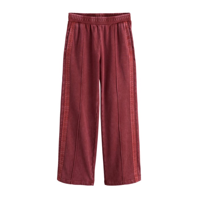 Pantalon de jogging large délavé à dentelle rouge <span itemprop=