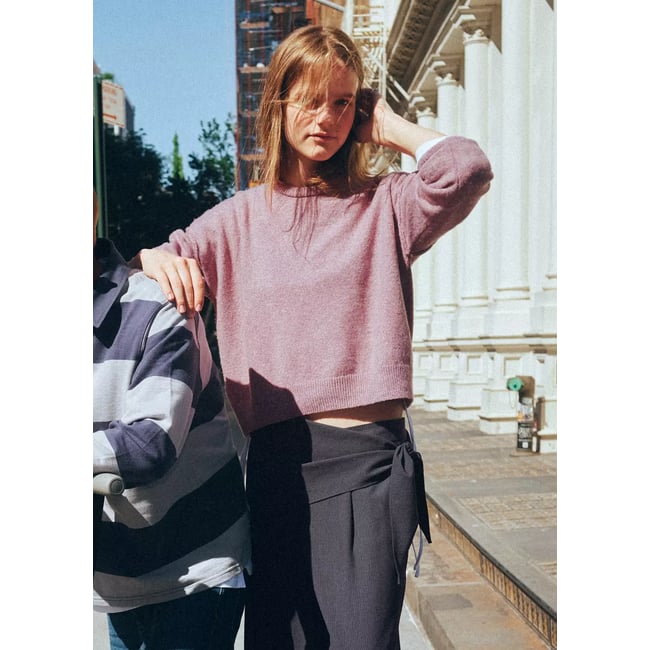 Pull-over jaspé rose <span itemprop=