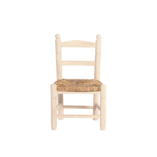 Chaise enfant peuplier et paille blanche - ZARETH Couleur marron <span itemprop=