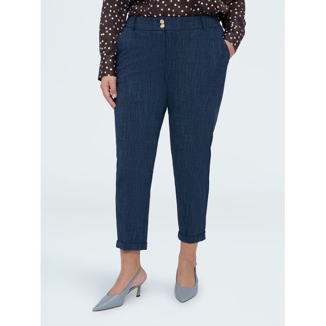 Pantalon Carrot Fit en Punto Milano bleu <span itemprop=