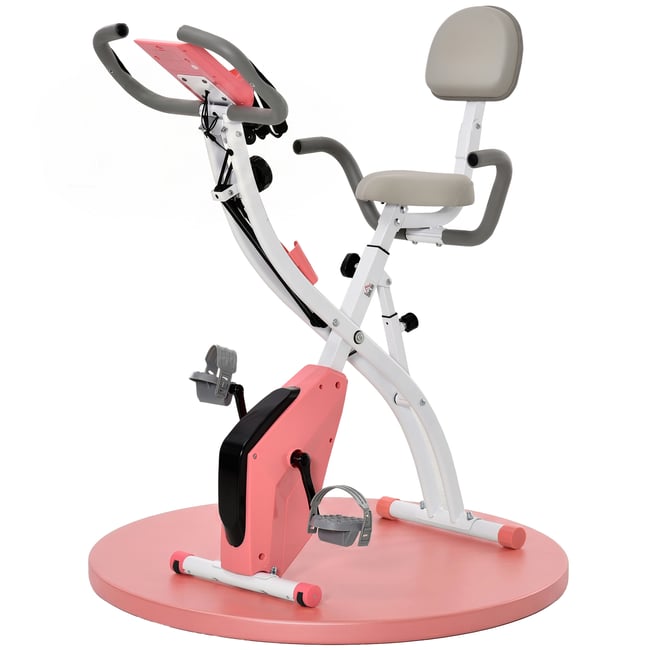 Vélo d'appartement magnétique Acier Blanc, rose <span itemprop=