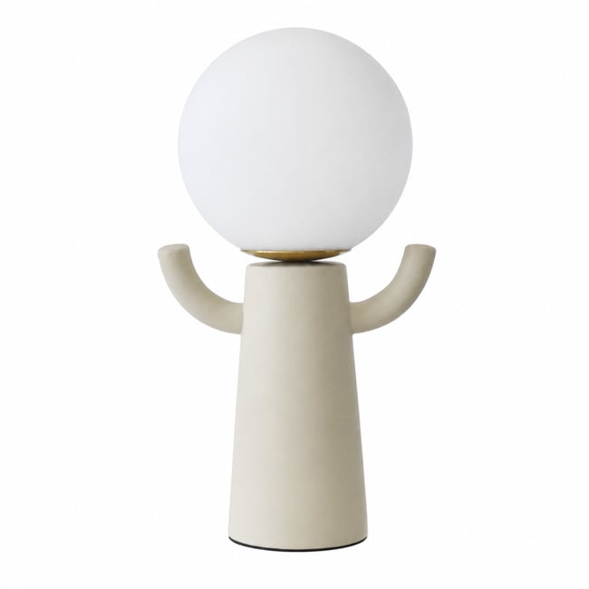Lampe en céramique et verre opalin - PAUL Couleur blanc cassé <span itemprop=