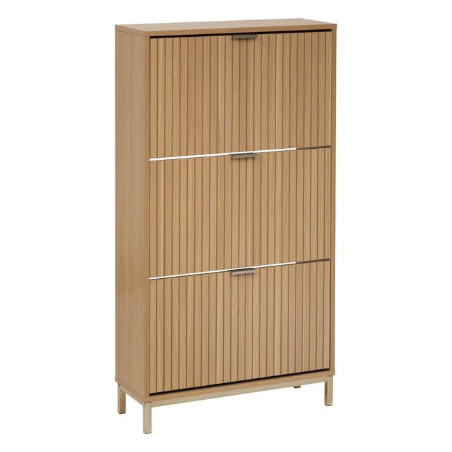 Meuble à chaussures 3 compartiments avec séparateurs TASSO Couleur beige <span itemprop=