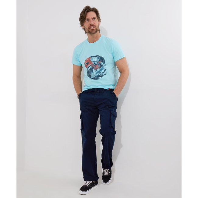 Pantalon Cargo Décontracté Avec Ceinture marine <span itemprop=