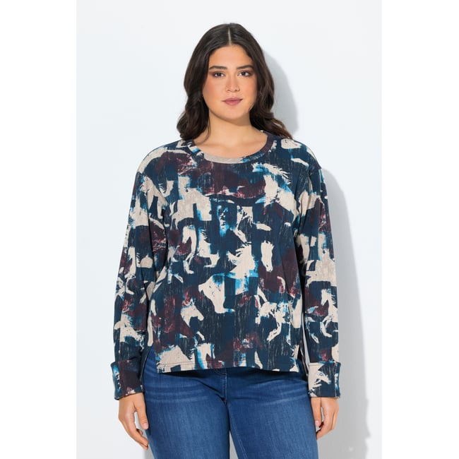Sweat-shirt motif chevaux marine <span itemprop=