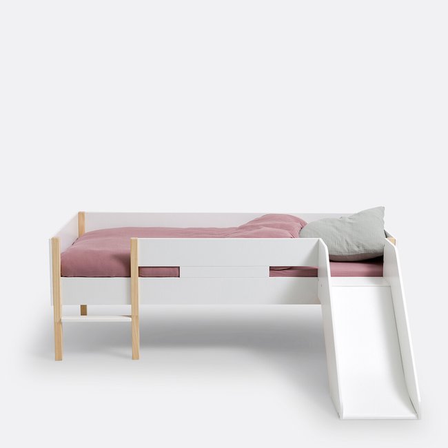 Mittelhohes Bett Caume mit Rutsche weiss <span itemprop=