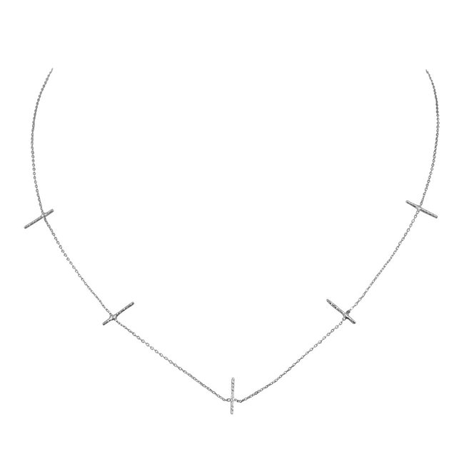 Collier barrette argent - disco argenté <span itemprop=