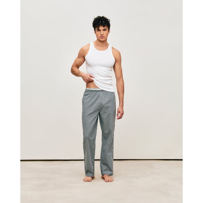 Pantalon en popeline à carreaux avec ceinture intégrée SQUAREPOPIZBIZ bleu <span itemprop=