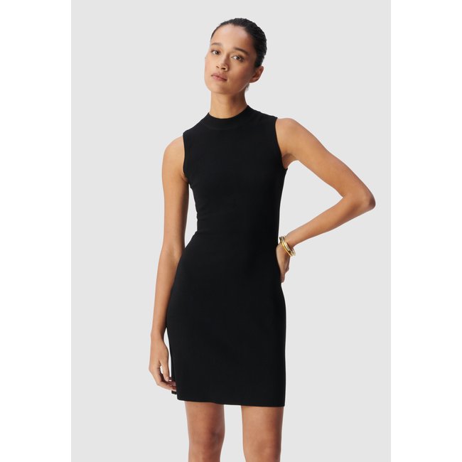 Robe moulante tricot fin noir <span itemprop=
