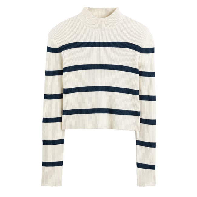Sweter/sweter w paski z golfem granatowy/ecru w paski LA REDOUTE COLLECTIONS