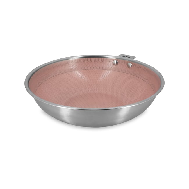 Wok 28cm en acier inoxydable, AGLAE inox-rose <span itemprop=