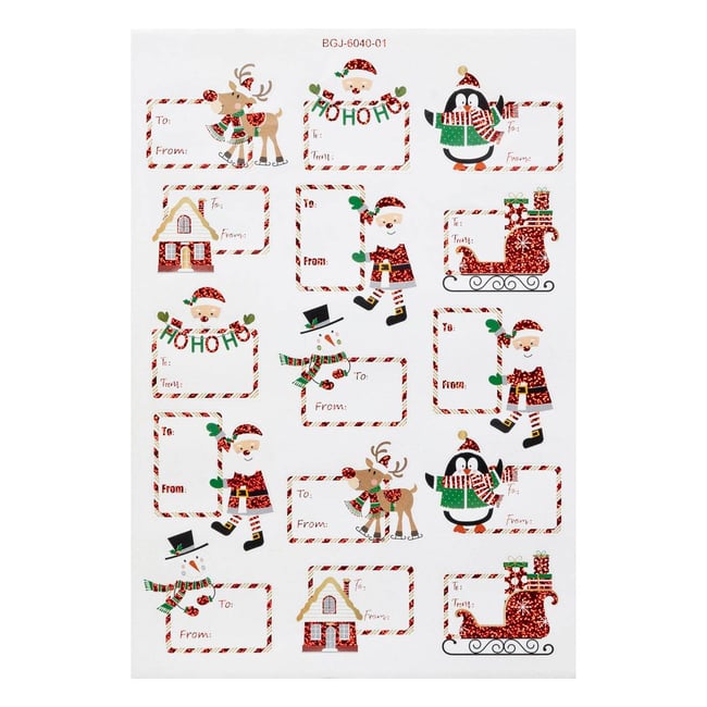 Planche de 30 étiquettes cadeaux 14,8 x 21 cm autocollantes décor pop Couleur multicolore <span itemprop=