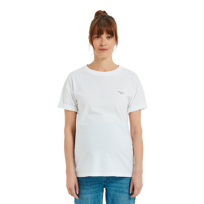 T-shirt de grossesse uni en coton blanc <span itemprop=