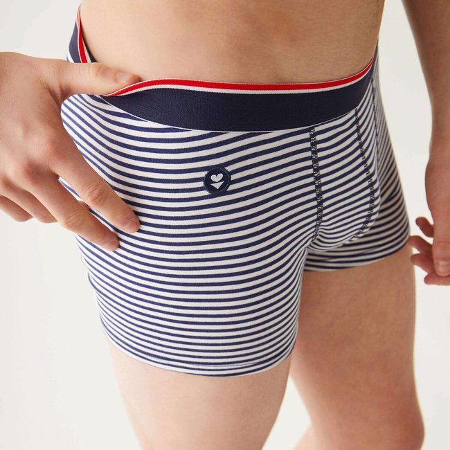 Boxer rayé Marius rayé bleu marine <span itemprop=